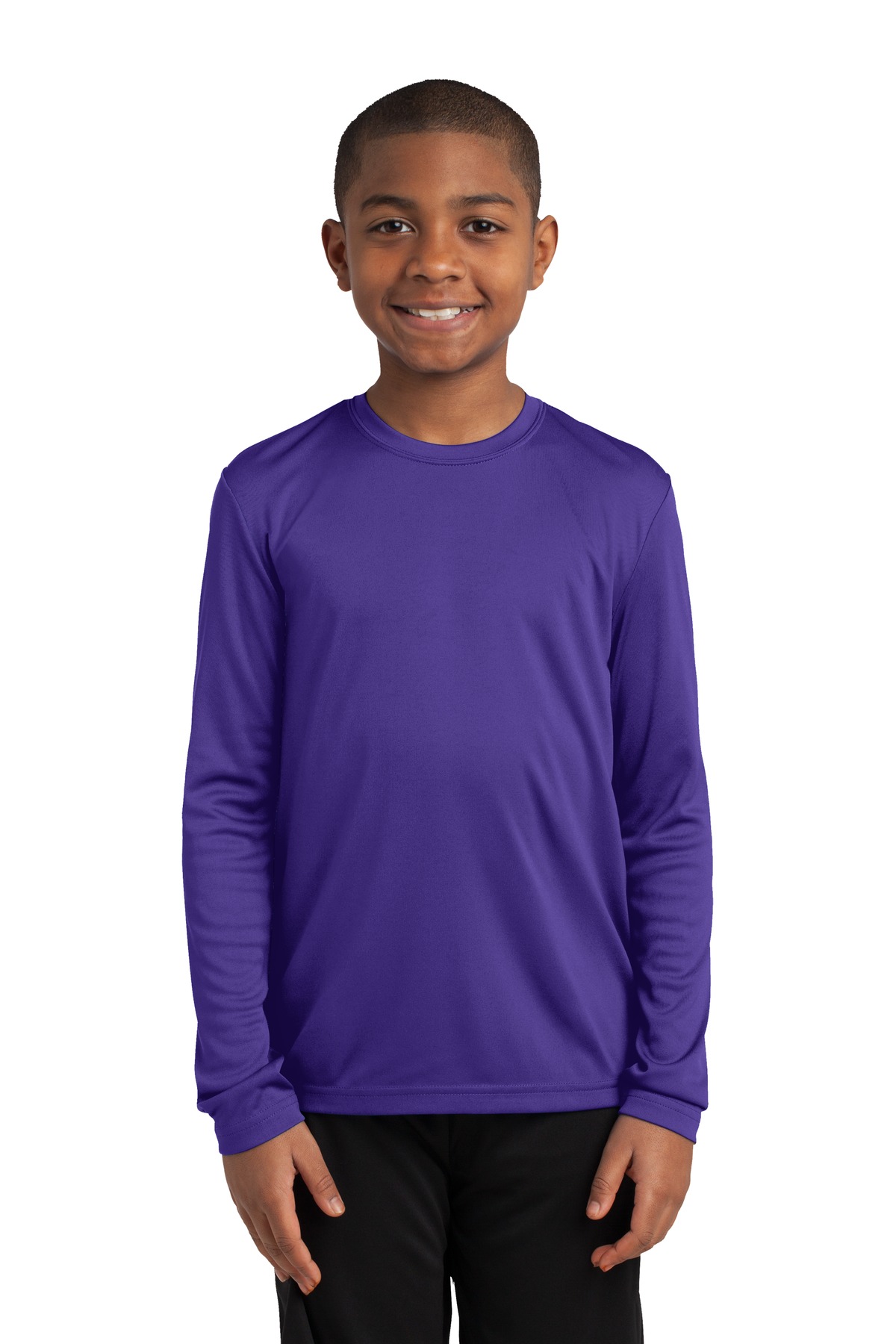 Sport-Tek YST350LS Youth Long Sleeve PosiCharge Competitor Top in Purple size Large | Polyester