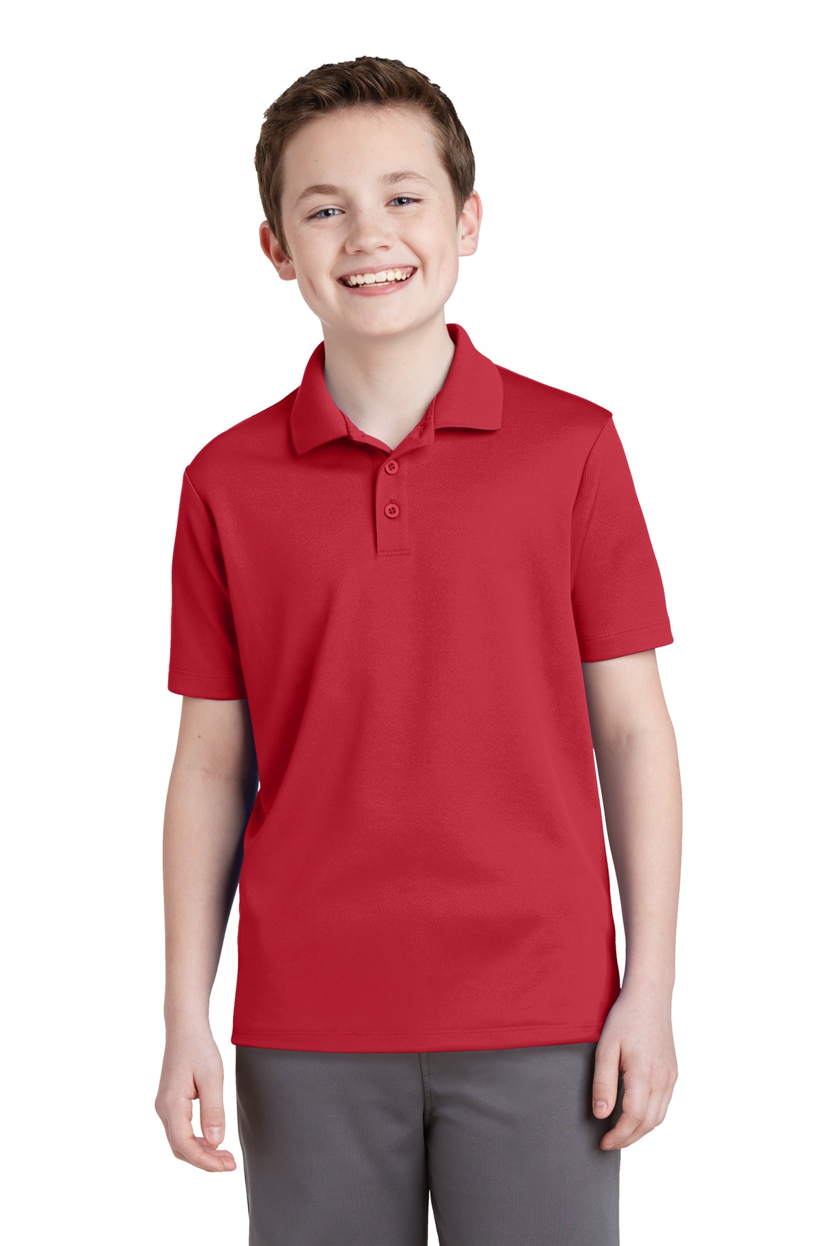 Sport-Tek YST640 Youth PosiCharge RacerMesh Polo Shirt in True Red size XS | Polyester