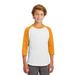 Sport-Tek YT200 Youth Colorblock Raglan Jersey T-Shirt in White/Gold size Medium | Cotton