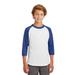 Sport-Tek YT200 Youth Colorblock Raglan Jersey T-Shirt in White/Royal size Small | Cotton