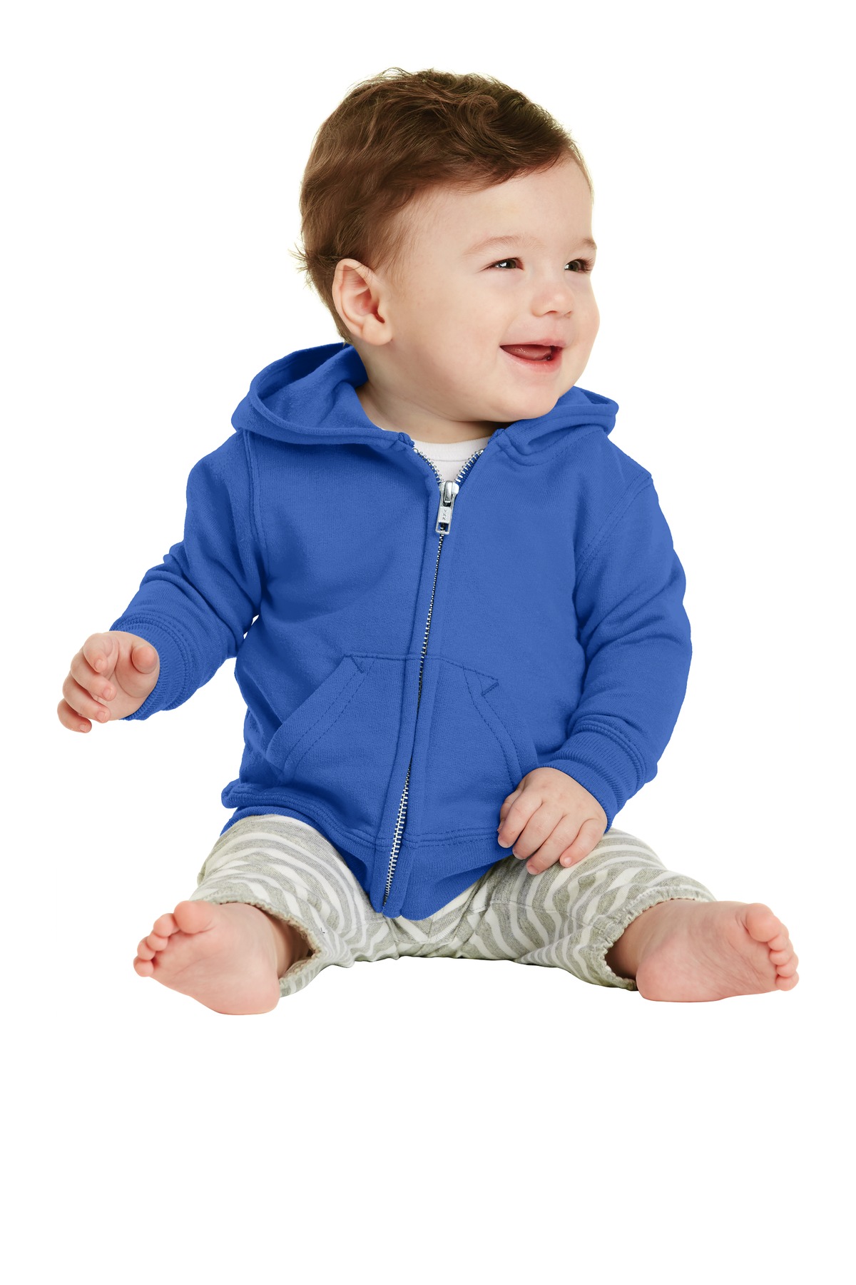 Port & Company CAR78IZH Infant Core Fleece Full-Zip Hooded Sweatshirt in Royal Blue size 18M