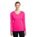 Sport-Tek LST353LS Women's Long Sleeve PosiCharge Competitor V-Neck Top in Neon Pink size Small | Polyester