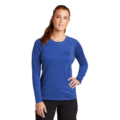 Sport-Tek LST470LS Athletic Women's Long Sleeve Rashguard Top in True Royal Blue size Large | Polyester/Spandex Blend