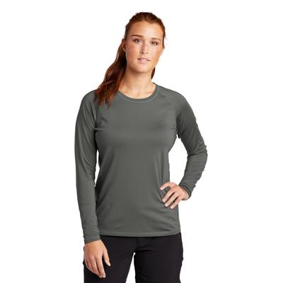Sport-Tek LST470LS Athletic Women's Long Sleeve Rashguard Top in Dark Smoke Grey size 2XL | Polyester/Spandex Blend