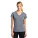 Sport-Tek LST700 Women's Ultimate Performance V-Neck T-Shirt in Heather Grey size Medium | Polyester/Spandex Blend