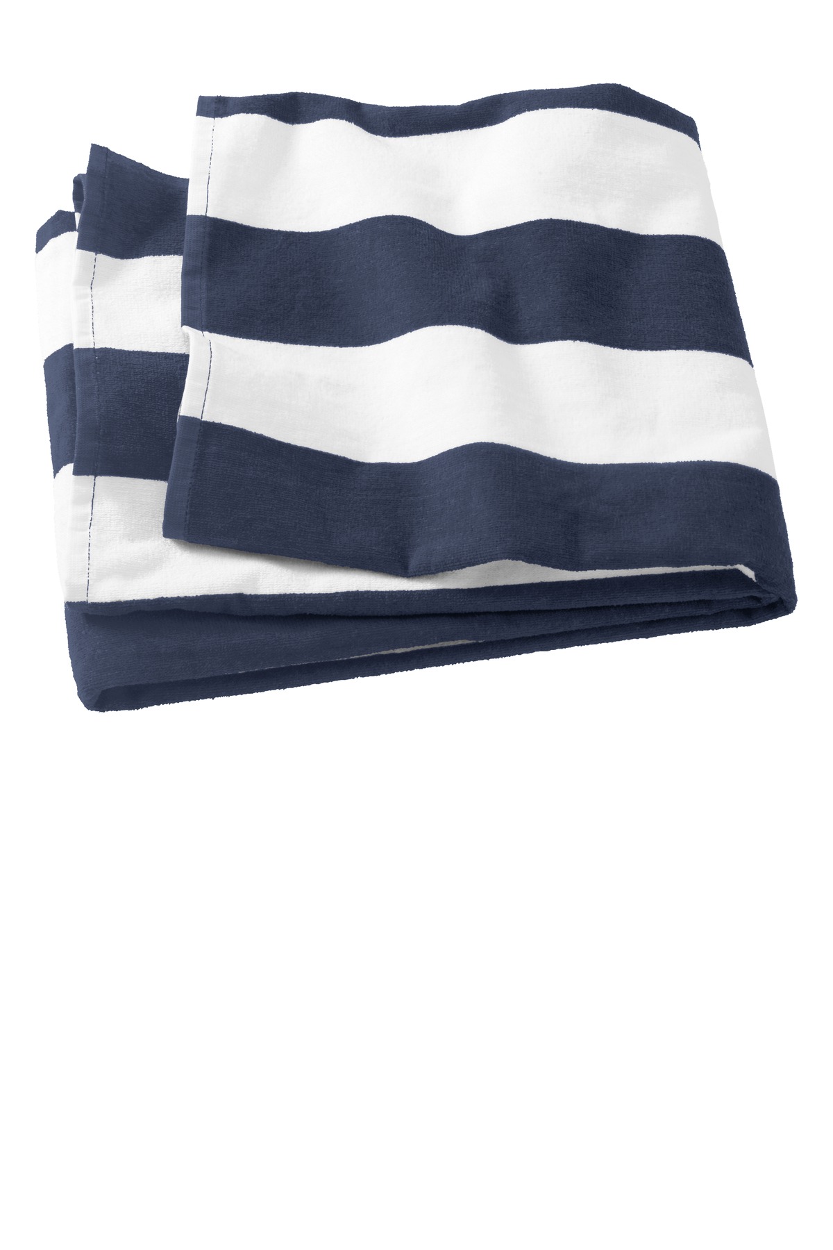Port Authority PT43 Cabana Stripe Beach Towel in Navy Blue size OSFA | Cotton