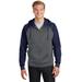 Sport-Tek ST236 Sport-Wick Varsity Fleece Full-Zip Hooded Jacket in Dark Smoke Gray/Navy Blue size Small | Polyester