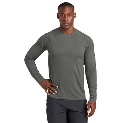 Sport-Tek ST470LS Athletic Long Sleeve Rashguard Top in Dark Smoke Grey size 3XL | Polyester/Spandex Blend