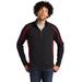 Sport-Tek ST851 Sport-Wick Stretch 1/2-Zip Colorblock Pullover T-Shirt in Black/True Red size Medium | Polyester/Spandex Blend