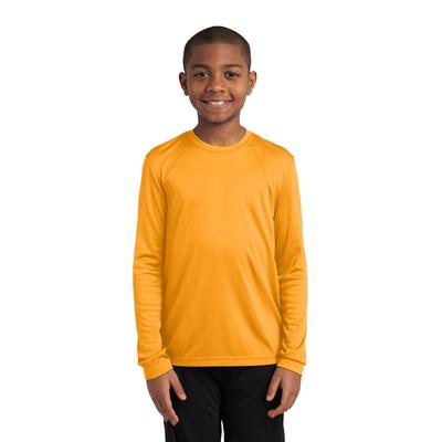 Sport-Tek YST350LS Youth Long Sleeve PosiCharge Competitor Top in Gold size Large | Polyester