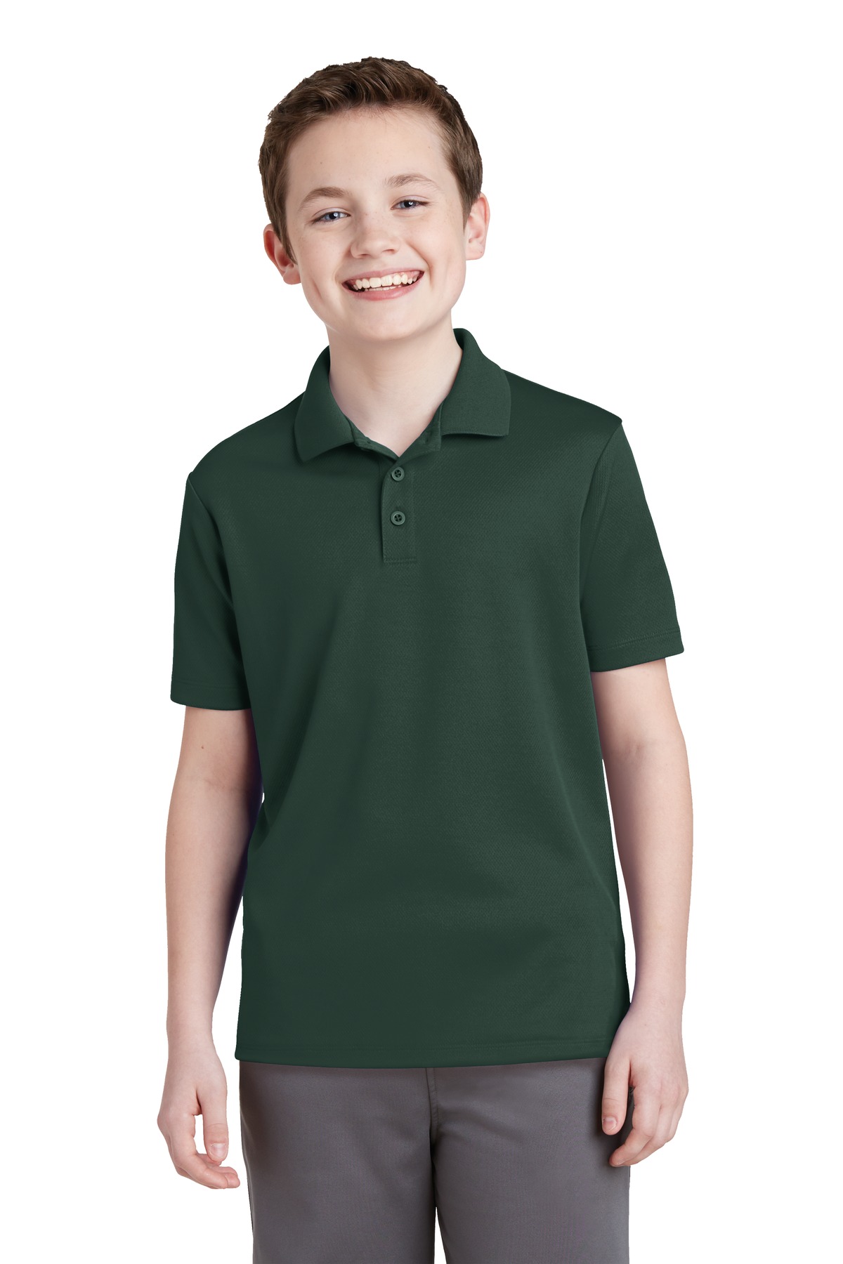 Sport-Tek YST640 Youth PosiCharge RacerMesh Polo Shirt in Dark Forest Green size Small | Polyester
