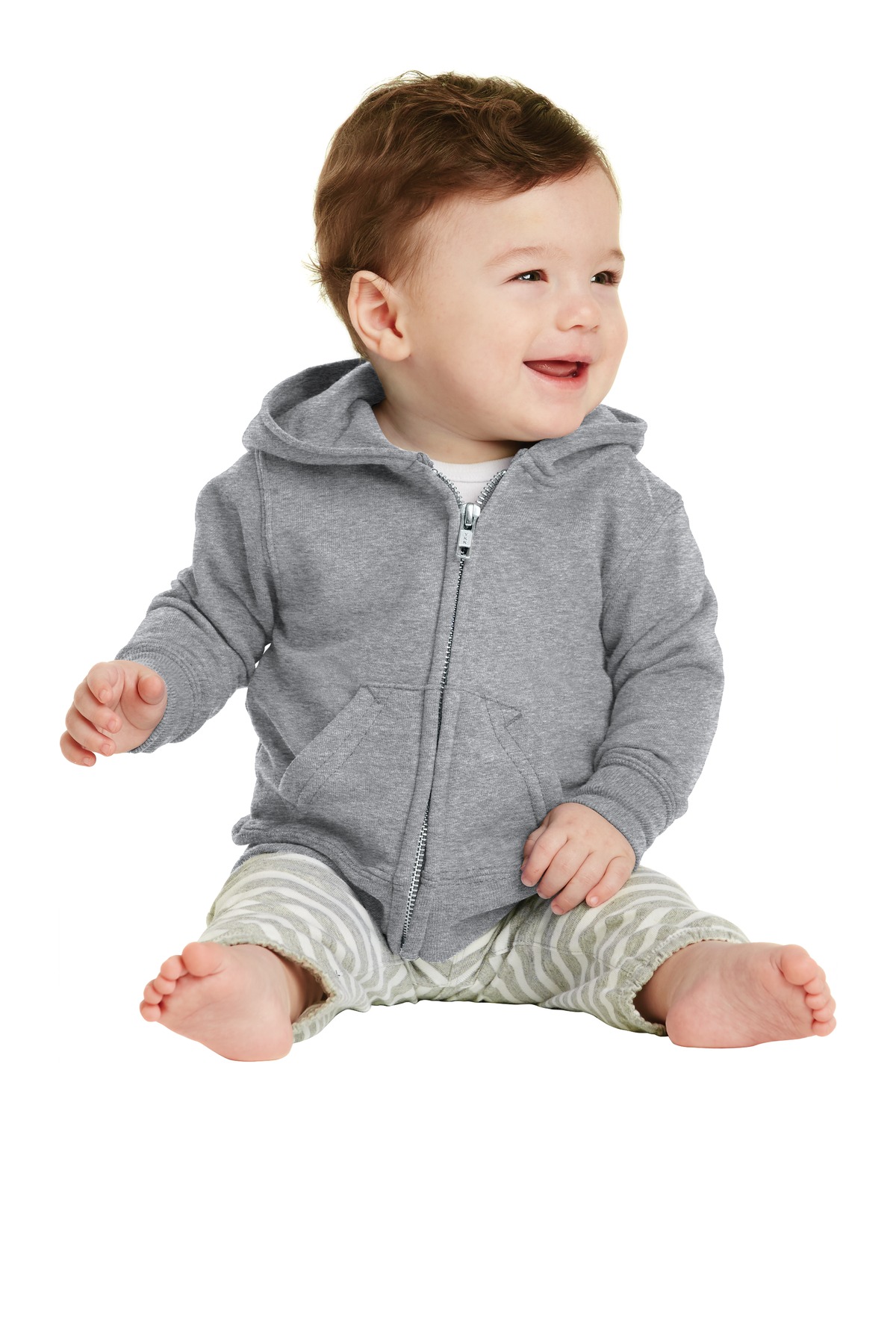 Port & Company CAR78IZH Infant Core Fleece Full-Zip Hooded Sweatshirt in Heather size 12M