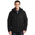 Port Authority J302 Herringbone 3-in-1 Parka Jacket in Black size Small | Polyester