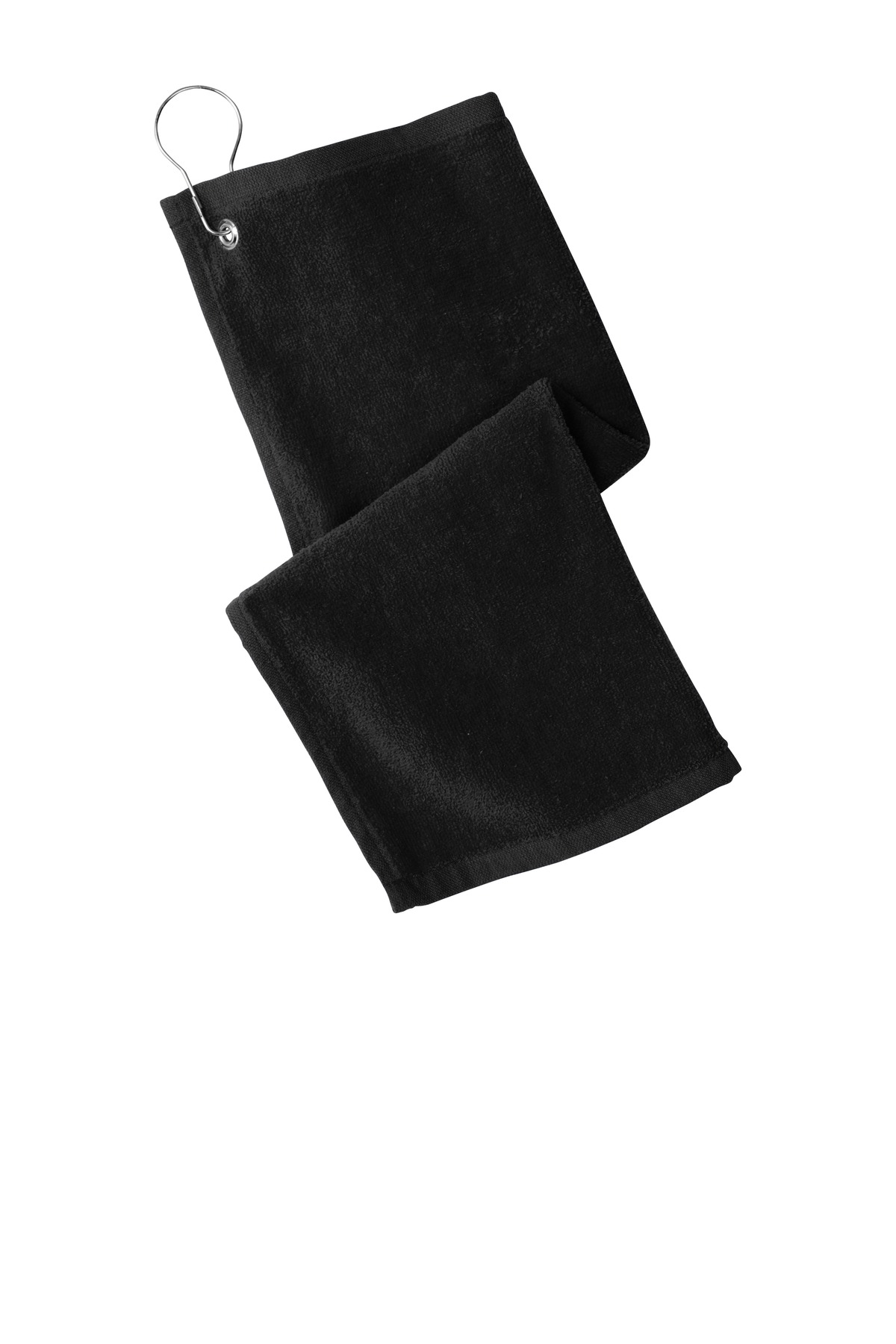Port Authority PT400 Grommeted Hemmed Towel in Black size OSFA | Cotton