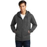 Port & Company PC850ZH Fan Favorite Fleece Full-Zip Hooded Sweatshirt in Dark Heather Grey size Small | Cotton