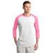 Sport-Tek T200 Colorblock Raglan Jersey T-Shirt in White/Bright Pink size Large | Cotton