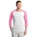 Sport-Tek T200 Colorblock Raglan Jersey T-Shirt in White/Bright Pink size XL | Cotton