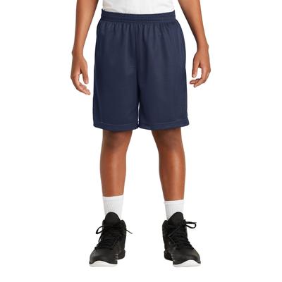 Sport-Tek YST510 Youth PosiCharge Classic Mesh Short in True Navy Blue size XL | Polyester