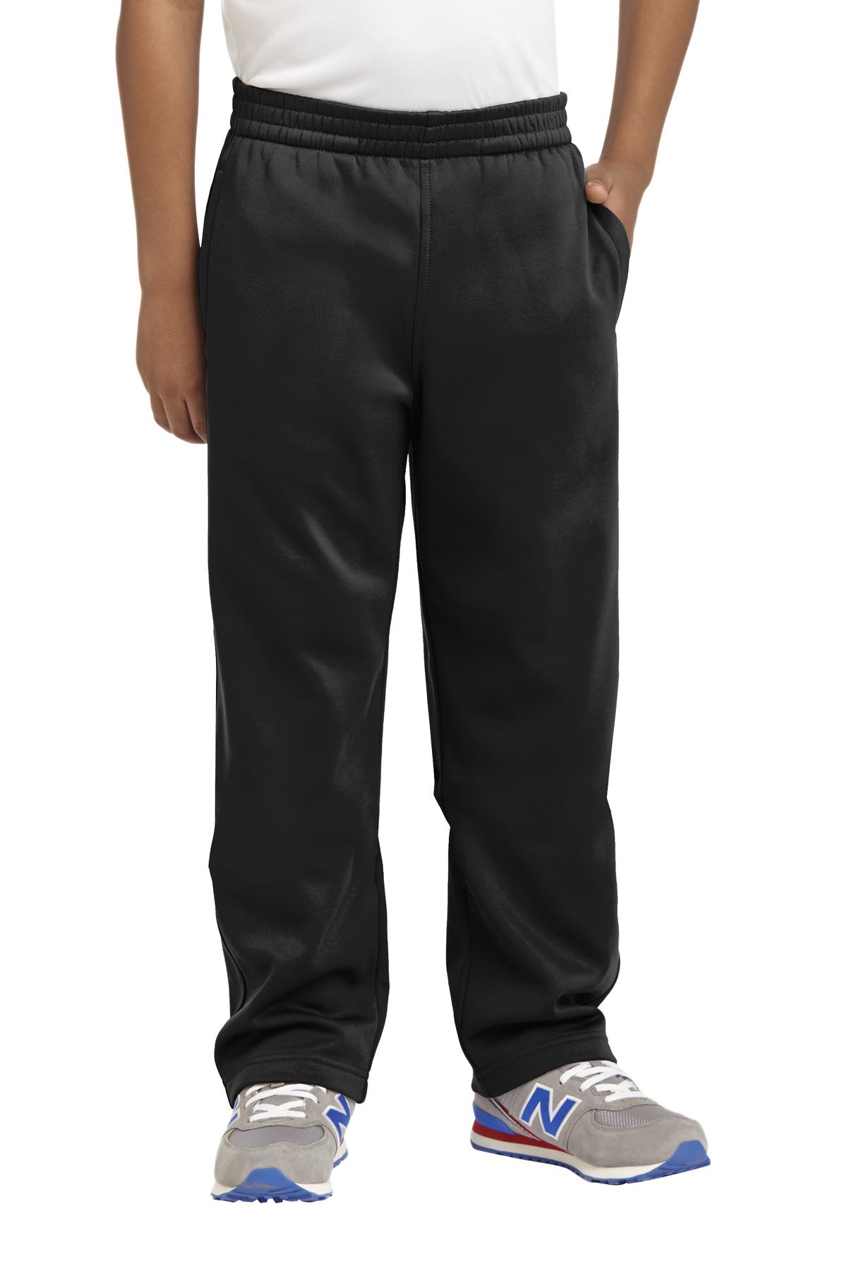 Sport-Tek YST237 Youth Sport-Wick Fleece Pant in Black size Small | Polyester