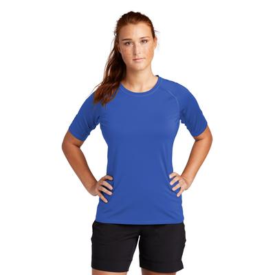 Sport-Tek LST470 Athletic Women's Rashguard Top in True Royal Blue size 2XL | Polyester Blend
