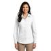 Port Authority LW100 Women's Long Sleeve Carefree Poplin Shirt in White size Small | Cotton/Polyester Blend