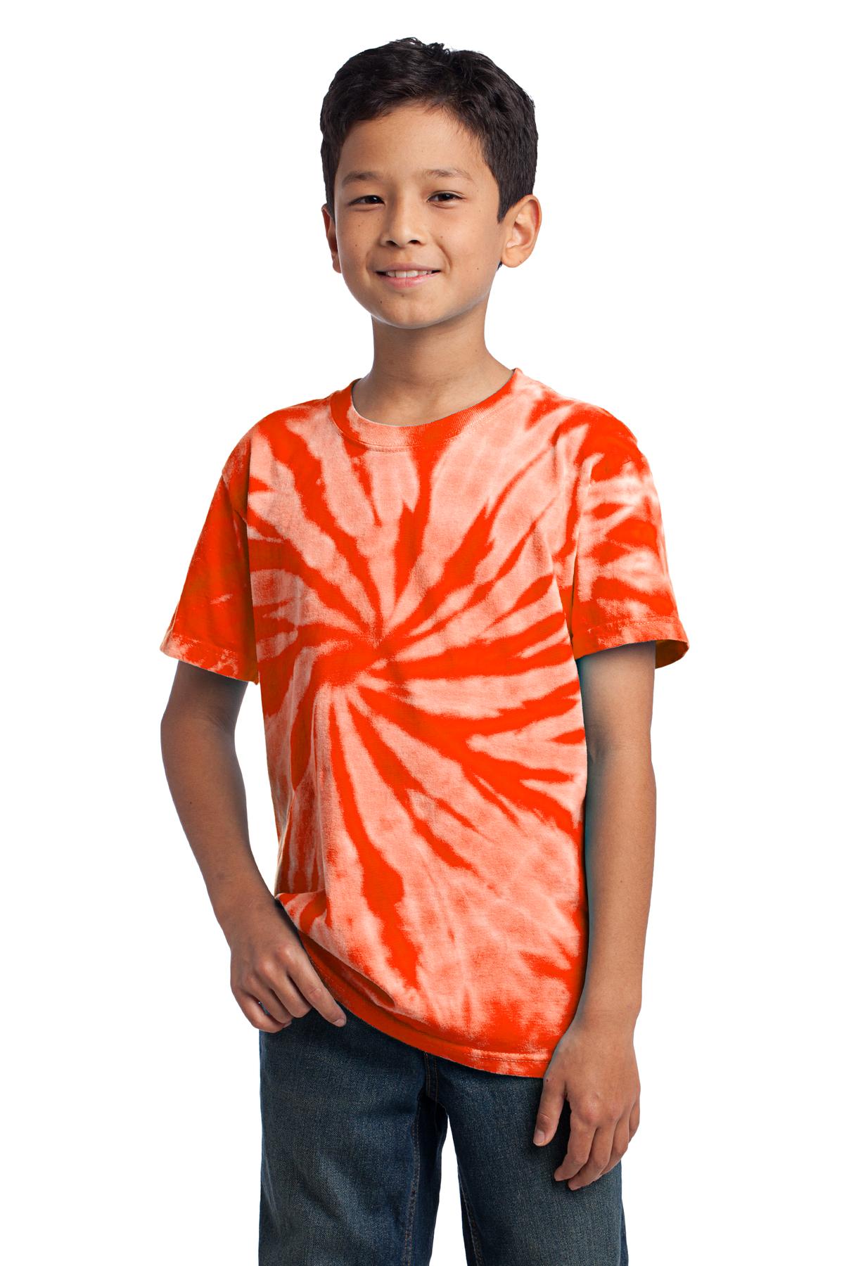 Port & Company PC147Y Youth Tie-Dye Top in Orange size XS | Cotton - Port & Company