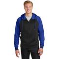 Sport-Tek ST236 Sport-Wick Varsity Fleece Full-Zip Hooded Jacket in Black/True Royal Blue size 4XL | Polyester