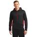 Sport-Tek ST235 Sport-Wick Fleece Colorblock Hooded Pullover T-Shirt in Black/Deep Red size 2XL | Polyester