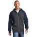 Sport-Tek ST269 Raglan Colorblock Full-Zip Hooded Fleece Jacket in Graphite Grey size XS