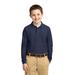 Port Authority Y500LS Youth Long Sleeve Silk Touch Polo Shirt in Navy Blue size Small | Cotton Blend