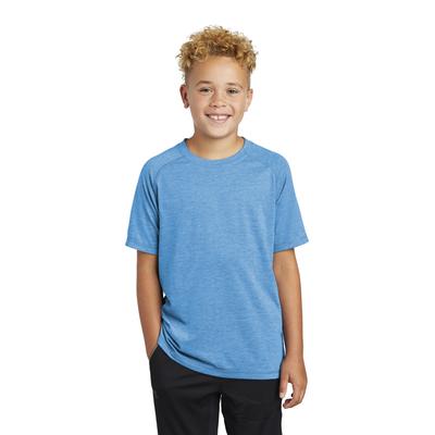 Sport-Tek YST400 Youth PosiCharge Tri-Blend Wicking Raglan Top in Pond Blue Heather size XL | Triblend