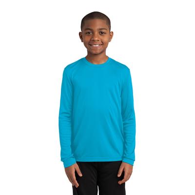 Sport-Tek YST350LS Youth Long Sleeve PosiCharge Competitor Top in Atomic Blue size XS | Polyester