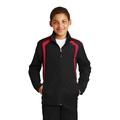 Sport-Tek YST60 Athletic Youth Colorblock Raglan Jacket in Black/True Red size Medium | Polyester