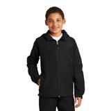 Sport-Tek YST73 Athletic Youth Hooded Raglan Jacket in Black size Large | Polyester