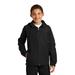 Sport-Tek YST73 Athletic Youth Hooded Raglan Jacket in Black size Large | Polyester