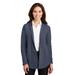 Port Authority L807 Women's Interlock Cardigan Jacket in Estate Blue Heather/Charcoal Heather size 2XL | Cotton/Polyester Blend