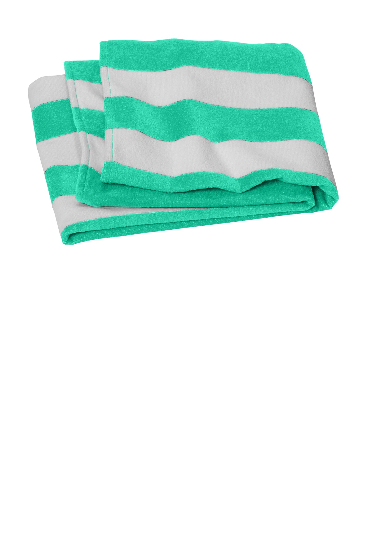 Port Authority PT45 Value Cabana Stripe Beach Towel in Bright Seafoam size OSFA | Cotton