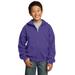 Port & Company PC90YZH Youth Core Fleece Full-Zip Hooded Sweatshirt in Purple size Small | Cotton/Polyester Blend