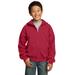 Port & Company PC90YZH Youth Core Fleece Full-Zip Hooded Sweatshirt in Red size Medium | Cotton/Polyester Blend