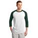 Sport-Tek T200 Colorblock Raglan Jersey T-Shirt in White/Forest Green size Small | Cotton