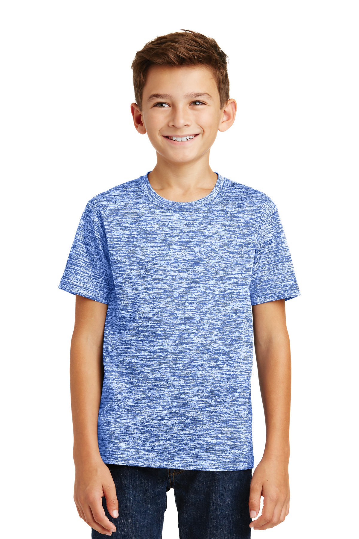 Sport-Tek YST390 Youth PosiCharge Electric Heather Top in True Royal Blue size Small | Polyester