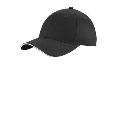 Port & Company C919 Unstructured Sandwich Bill Cap in Black/White size OSFA | Twill