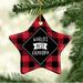 The Holiday Aisle® World's Best Grandpa Star Holiday Shaped Ornamennt Ceramic/Porcelain in Black/Red | 3.1 H x 3.1 W x 0.5 D in | Wayfair