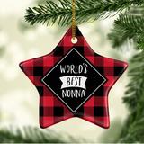 The Holiday Aisle® World's Best Nonna Star Holiday Shaped Ornamennt Ceramic/Porcelain in Black/Red | 3.1 H x 3.1 W x 0.5 D in | Wayfair