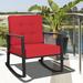 Red Barrel Studio® Esentepe Outdoor Esenler Rocking Wicker/Rattan Chair w/ Cushions red | 33 H x 26.5 W x 36 D in | Wayfair