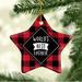 The Holiday Aisle® World's Best Father Star Holiday Shaped Ornamennt Ceramic/Porcelain in Black/Red | 3.1 H x 3.1 W x 0.5 D in | Wayfair