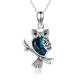 HARMONY BOLA Owl Necklace with Blue CZ Crystal 925 Sterling Silver Animal Bird Pendant Jewellery for Her Women, 45.7+5.1 CM Necklace Extender