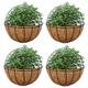 NUPTIO 4 Pcs Hanging Wall Planter Wall Mounted Planters, Wall Hanging Baskets Half Moon Basket Outdoor Hanging Flower Pot with Coco Liners for Planters, Hanging Baskets for Plants Outdoor