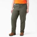 Dickies Women's Plus Flex Relaxed Straight Fit Duck Carpenter Pants - Rinsed Moss Green Size 20W (FDW270)