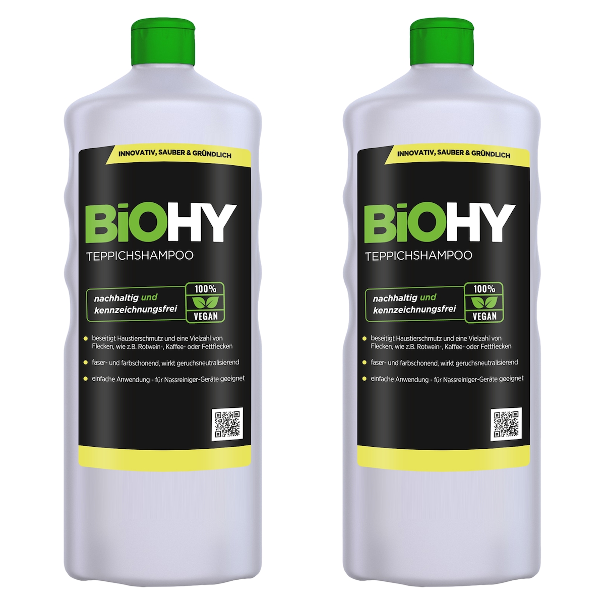 BiOHY Teppichshampoo (2x1l Flasche) | Teppichreiniger ideal zur Entfernung von hartnäckigen Flecken | SPEZIELL FÜR WASCHSAUGER ENTWICKELT Image